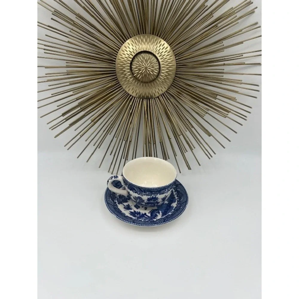 Vintage Japanese Blue Willow Teacup & Saucer Set Chinoiserie
